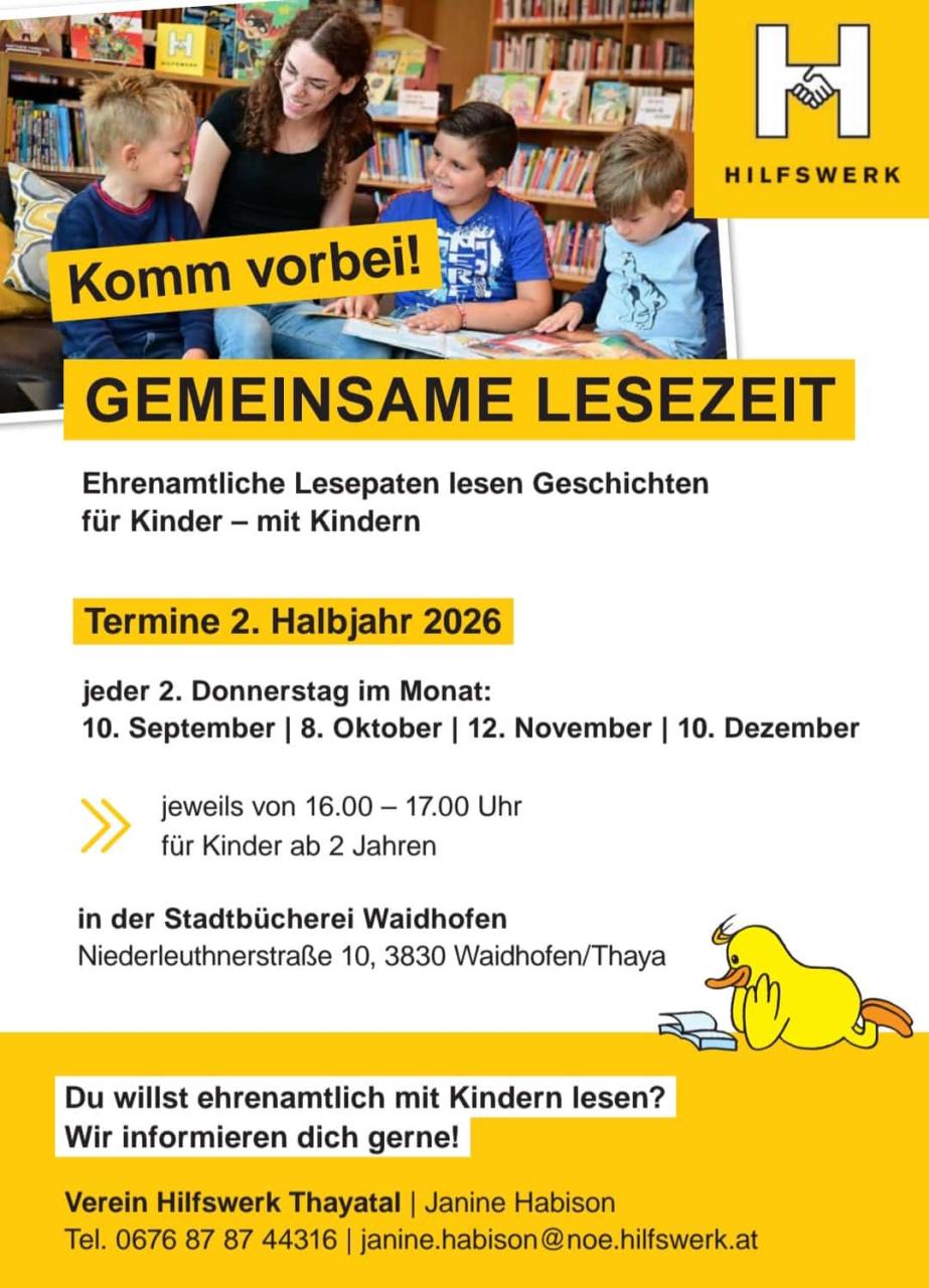 Aktuelle Gemeinsame Lesezeit Herbst/Winter 2026